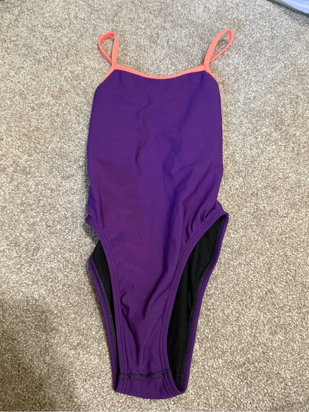 Jolyn Purple One-Piece Swimsuit with Coral Straps